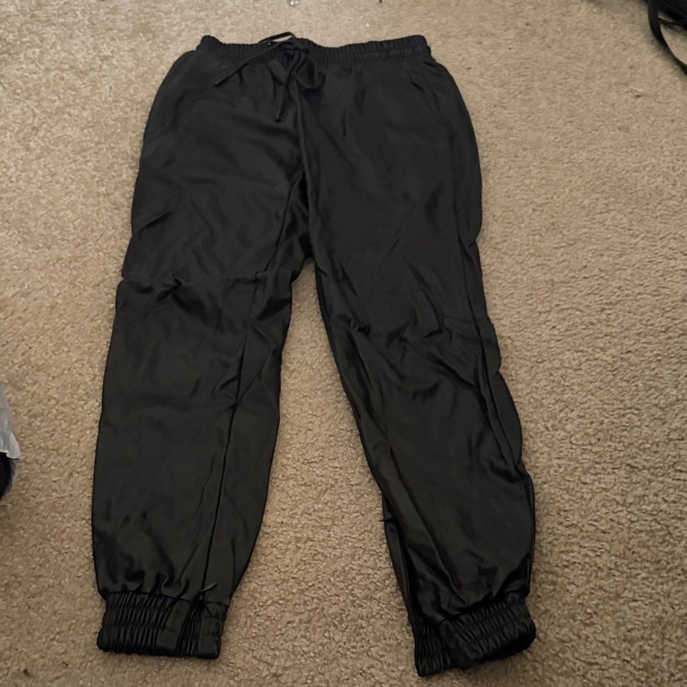 Black leather Jogger Pants
